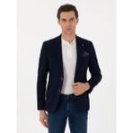 Cacharel Erkek Lacivert Slim Fit Dokulu Yün Karışımlı Ceket 50299875-VR033 - 6 Drop - 54