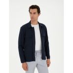 Cacharel Erkek Lacivert Slim Fit Fermuarlı Ceket Gömlek 50285629-VR033 - 2XL