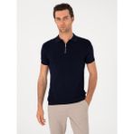 Cacharel Erkek Lacivert Slim Fit Fermuarlı Polo Yaka Triko T-shirt 50300797-VR033