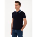 Cacharel Erkek Lacivert Slim Fit Fermuarlı Polo Yaka Triko T-Shirt 50306425-VR033 - 2XL