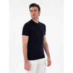 Cacharel Erkek Lacivert Slim Fit Fermuarlı Polo Yaka Triko T-Shirt 50309881-VR033