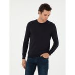 Cacharel Erkek Lacivert Slim Fit Kaşmir İpek Karışımlı Bisiklet Yaka Triko Kazak 50293273-VR033