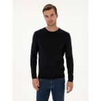Cacharel Erkek Lacivert Slim Fit Kaşmir İpek Karışımlı Bisiklet Yaka Triko Kazak 50316307-VR033