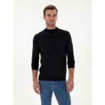Cacharel Erkek Lacivert Slim Fit Kaşmir İpek Karışımlı Çeyrek Balıkçı Yaka Triko Kazak 50316299-VR033