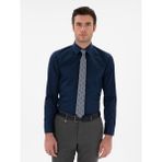 Cacharel Erkek Lacivert Slim Fit Klasik Yaka Basic Gömlek 50304037-VR033 - 43