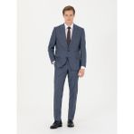 Cacharel Erkek Lacivert Slim Fit Mikro Desenli Kırlangıç Yaka Takım Elbise 50277979-VR033 - 6 Drop - 52