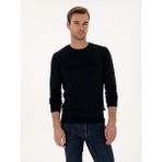 Cacharel Erkek Lacivert Slim Fit Pamuk Karışımlı Bisiklet Yaka Triko Kazak 50318982-VR033 - XL