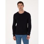 Cacharel Erkek Lacivert Slim Fit Pamuk Karışımlı Bisiklet Yaka Triko Kazak 50318983-VR033