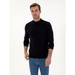 Cacharel Erkek Lacivert Slim Fit Pamuk Karışımlı Çeyrek Balıkçı Yaka Basic Triko Kazak 50318704-VR033