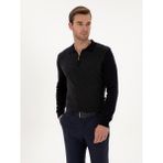 Cacharel Erkek Lacivert Slim Fit Pamuk Karışımlı Fermuarlı Polo Yaka Triko Kazak 50318948-VR033 - 2XL