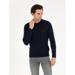 Cacharel Erkek Lacivert Slim Fit Polo Yaka Basic Triko Kazak 50257384-VR033