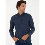Cacharel Erkek Lacivert Slim Fit Uzun Kollu Gömlek 50279988-VR033 - 3XL