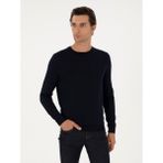 Cacharel Erkek Lacivert Slim Fit Yün Karışımlı Bisiklet Yaka Basic Triko Kazak 50293301-VR033 - XL