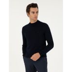 Cacharel Erkek Lacivert Slim Fit Yün Karışımlı Çeyrek Balıkçı Yaka Basic Triko Kazak 50296402-VR033 - XL