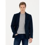 Cacharel Erkek Lacivert Slim Fit Yün Karışımlı Flanel Ceket 50272639-VR033 - 6 Drop - 52