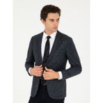 Cacharel Erkek Lacivert Slim Fit Yün Karışımlı Flanel Ceket 50290527-VR033 - 6 Drop - 58