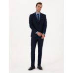 Cacharel Erkek Lacivert Slim Fit Yün Karışımlı Mikro Desenli Takım Elbise 50318023-VR033 - 48 - 6 Drop