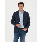 Cacharel Erkek Lacivert Slim Fit Yün Keten Karışımlı Ceket 50265209-VR033 - 48 - 6 Drop