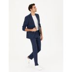 Cacharel Erkek Lacivert Slim Fit Yün Keten Karışımlı Takım Elbise 50284845-VR033 - 6 Drop