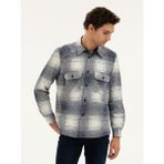 Cacharel Erkek Lacivert Yün Karışımlı Ekose Overshirt Gömlek 50277998-VR033