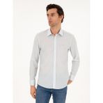 Cacharel Erkek Mavi Slim Fit Çizgili Yün Gömlek 50291363-VR036 - 42