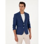 Cacharel Erkek Mavi Slim Fit Keten Karışımlı Ceket 50264777-VR028 - İndigo - 4 Drop - 52