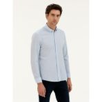 Cacharel Erkek Mavi Slim fit Pamuk Karışımlı Çizgili Gömlek 50284424-VR036 - XL
