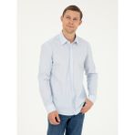 Cacharel Erkek Mavi Slim Fit Pamuklu Çizgili Gömlek 50291352-VR036 - 43