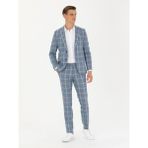 Cacharel Erkek Mavi Slim Fit Yün Karışımlı Ekose Takım Elbise 50276627-VR036 - 6 Drop