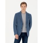 Cacharel Erkek Mavi Slim Fit Yün Karışımlı Flanel Ceket 50272639-VR036 - 6 Drop - 52
