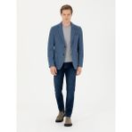 Cacharel Erkek Mavi Slim Fit Yün Karışımlı Flanel Ceket 50272639-VR036 - 6 Drop