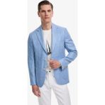 Cacharel Erkek Mavi Slim Fit Yün Keten Karışımlı Mikro Desen Mono Yaka Ceket 50319429-VR036 - 6 Drop - 48