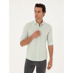 Cacharel Erkek Mint Slim Fit Pamuk Karışımlı Gofreli Gömlek 50284423-VR237 - Mint Yeşili - 41