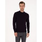 Cacharel Erkek Mürdüm Slim Fit Yün Karışımlı Çeyrek Balıkçı Yaka Basic Triko Kazak 50315295-VR074