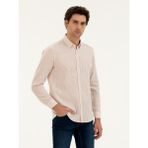 Cacharel Erkek Pembe Regular Fit Yün Karışımlı Çizgili Gömlek 50272907-VR041