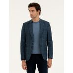 Cacharel Erkek Petrol Mavi Slim Fit Yün Kaşmir Karışımlı Ceket 50272712-VR102 - 46 - 6 Drop