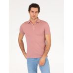 Cacharel Erkek Pudra Polo Yaka Slim Fit Basic Merserize T-shirt 50265364-VR042 - 5XL