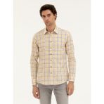 Cacharel Erkek Sarı Slim Fit Pamuk Ekose Gömlek 50284422-VR044 - 3XL