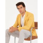Cacharel Erkek Sarı Slim Fit Yün Keten Karışımlı Ceket 50264777-VR044 - 48 - 6 Drop