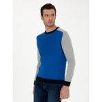 Cacharel Erkek Sax Slim Fit Pamuk Karışımlı Bisiklet Yaka Triko Kazak 50272470-VR045 - Saks