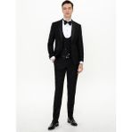 Cacharel Erkek Siyah Ex. Slim Fit Yelekli Smokin Damatlık 50250819-VR046 - 6 Drop - 54