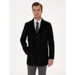 Cacharel Erkek Siyah Ex Slim Fit Yün Karışımlı Palto 50314593-VR046 - 56