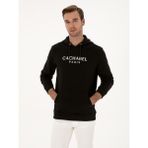 Cacharel Erkek Siyah Regular Fit %100 Pamuk Kapüşonlu Sweatshirt 50318946-VR046
