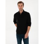 Cacharel Erkek Siyah Regular Fit Kaşmir Karışımlı Polo Yaka Sweatshirt 50309794-VR046 - 2XL