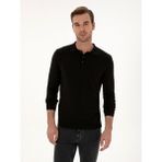 Cacharel Erkek Siyah Regular Fit Pamuk Karışımlı Polo Yaka Basic Triko Kazak 50318673-VR046