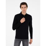 Cacharel Erkek Siyah Regular Fit Polo Yaka Pamuklu Sweatshirt 50294327-VR046