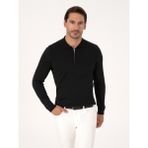 Cacharel Erkek Siyah Regular Fit Yün Karışımlı Fermuarlı Polo Yaka Basic Triko Kazak 50318901-VR046