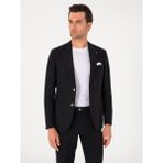 Cacharel Erkek Siyah Slim Fit %100 Keten Ceket 50306124-VR046 - 6 Drop - 48