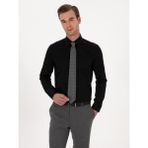 Cacharel Erkek Siyah Slim Fit %100 Pamuk Klasik Gömlek 50318179-VR046 - 40