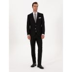 Cacharel Erkek Siyah Slim Fit %100 Yün Mono Yaka Basic Takım Elbise 50310082-VR046 - 52 - 6 Drop